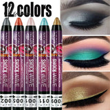 Pearlescent Eyeshadow Pen 12 Colors Lasting Waterproof Not Blooming Shiny Glitter Silkworm Gel Eye