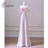 Pink Off-Shoulder New Toast Dress Light Luxury Minority Banquet Women