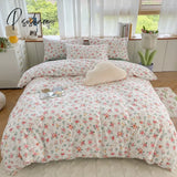 Pisoshare 100% Cotton 133X72 Fabric Twill Pastoral Floral Vintage Bedding Set Duvet Cover 200X200