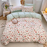 Pisoshare 100% Cotton 133X72 Fabric Twill Pastoral Floral Vintage Bedding Set Duvet Cover 200X200