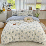 Pisoshare 100% Cotton 133X72 Fabric Twill Pastoral Floral Vintage Bedding Set Duvet Cover 200X200