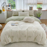 Pisoshare 100% Cotton 133X72 Fabric Twill Pastoral Floral Vintage Bedding Set Duvet Cover 200X200