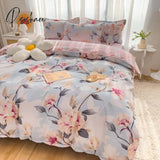 Pisoshare 100% Cotton Bedding Set With Flowers Skin Friendly Breathable Duvetcover&2Pcs Pillowcase