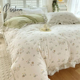 Pisoshare 100% Cotton Duvet Cover Bed Linen Floral Bedding Set Elegant Flower Quilt Single Queen