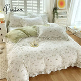 Pisoshare 100% Cotton Duvet Cover Bed Linen Floral Bedding Set Elegant Flower Quilt Single Queen