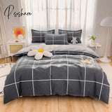 Pisoshare 100% Cotton Green Plaid Bedding Set Nordic Bed Cover 90 Skin Friendly Duvetcover&2Pcs