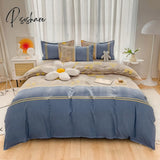 Pisoshare 100% Cotton Green Plaid Bedding Set Nordic Bed Cover 90 Skin Friendly Duvetcover&2Pcs