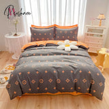 Pisoshare 100% Cotton Green Plaid Bedding Set Nordic Bed Cover 90 Skin Friendly Duvetcover&2Pcs