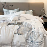 Pisoshare 100% Egyptian Cotton Luxury Butterfly Embroidery Wedding Bedding Set Duvet Cover