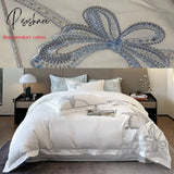 Pisoshare 100% Egyptian Cotton Luxury Butterfly Embroidery Wedding Bedding Set Duvet Cover