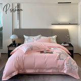 Pisoshare 100% Egyptian Cotton Luxury Butterfly Embroidery Wedding Bedding Set Duvet Cover