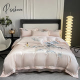 Pisoshare 2023 New Chinese Style Landscape Embroidery Luxury Bedding Set Smooth Duvet Cover Soft