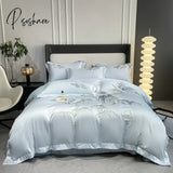 Pisoshare 2023 New Chinese Style Landscape Embroidery Luxury Bedding Set Smooth Duvet Cover Soft