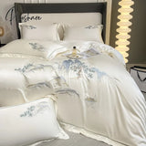 Pisoshare 2023 New Chinese Style Landscape Embroidery Luxury Bedding Set Smooth Duvet Cover Soft