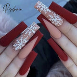 Pisoshare 24Pcs Marble Gradient Long Coffin False Nails Detachable Wearable Gold Foil Ballerina