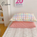 Pisoshare 2Pcs Set Cute Solid Color Pillowcase New 100% Cotton 48X74Cm Rainbow Envelope Pillow Case