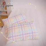 Pisoshare 2Pcs Set Cute Solid Color Pillowcase New 100% Cotton 48X74Cm Rainbow Envelope Pillow Case