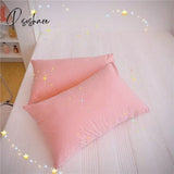 Pisoshare 2Pcs Set Cute Solid Color Pillowcase New 100% Cotton 48X74Cm Rainbow Envelope Pillow Case