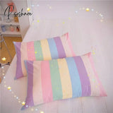 Pisoshare 2Pcs Set Cute Solid Color Pillowcase New 100% Cotton 48X74Cm Rainbow Envelope Pillow Case