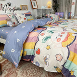 Pisoshare 3/4 Pcs Cute Cartoon Kids Bedding Sets For Girl Duvet Cover Set Pillowcase Woman Adult