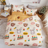 Pisoshare 3/4 Pcs Cute Cartoon Kids Bedding Sets For Girl Duvet Cover Set Pillowcase Woman Adult