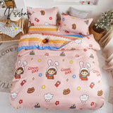 Pisoshare 3/4 Pcs Cute Cartoon Kids Bedding Sets For Girl Duvet Cover Set Pillowcase Woman Adult