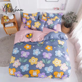 Pisoshare 3/4 Pcs Cute Cartoon Kids Bedding Sets For Girl Duvet Cover Set Pillowcase Woman Adult