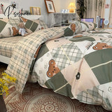 Pisoshare 3/4 Pcs Cute Cartoon Kids Bedding Sets For Girl Duvet Cover Set Pillowcase Woman Adult