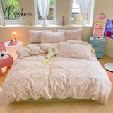 Pisoshare 3/4 Piece Cotton Bedding Set For Girl Cute Korean Style Flat And Fitted Bed Sheets