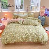 Pisoshare 3/4 Piece Cotton Bedding Set For Girl Cute Korean Style Flat And Fitted Bed Sheets