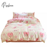 Pisoshare 3/4 Piece Cotton Bedding Set For Girl Cute Korean Style Flat And Fitted Bed Sheets