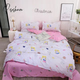 Pisoshare 3/4Pcs Bedding Set Pink Strawberry Fashion Bed Sheets Queen Size Luxury Bed Sheet Sets