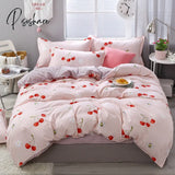 Pisoshare 3/4Pcs Bedding Set Pink Strawberry Fashion Bed Sheets Queen Size Luxury Bed Sheet Sets