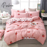 Pisoshare 3/4Pcs Bedding Set Pink Strawberry Fashion Bed Sheets Queen Size Luxury Bed Sheet Sets