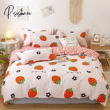 Pisoshare 3/4Pcs Bedding Set Pink Strawberry Fashion Bed Sheets Queen Size Luxury Bed Sheet Sets