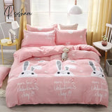 Pisoshare 3/4Pcs Bedding Set Pink Strawberry Fashion Bed Sheets Queen Size Luxury Bed Sheet Sets