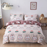 Pisoshare 3/4Pcs Bedding Set Pink Strawberry Fashion Bed Sheets Queen Size Luxury Bed Sheet Sets