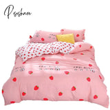 Pisoshare 3/4Pcs Bedding Set Pink Strawberry Fashion Bed Sheets Queen Size Luxury Bed Sheet Sets