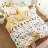 Pisoshare 3/4Pcs Kawaii Bedding Sets Cute Peach Bed Sheet Set With Pillow Cover For Girl Twin Full