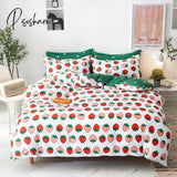 Pisoshare 3/4Pcs Kawaii Bedding Sets Cute Peach Bed Sheet Set With Pillow Cover For Girl Twin Full