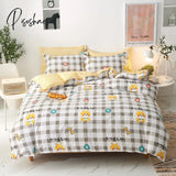 Pisoshare 3/4Pcs Kawaii Bedding Sets Cute Peach Bed Sheet Set With Pillow Cover For Girl Twin Full