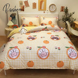 Pisoshare 3/4Pcs Kawaii Strawberry Orange Bedding Set Twin Full Queen King Size Duvet Cover Bed