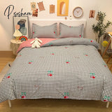 Pisoshare 3/4Pcs Kawaii Strawberry Orange Bedding Set Twin Full Queen King Size Duvet Cover Bed