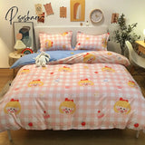 Pisoshare 3/4Pcs Kawaii Strawberry Orange Bedding Set Twin Full Queen King Size Duvet Cover Bed