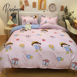 Pisoshare 3/4Pcs Kawaii Strawberry Orange Bedding Set Twin Full Queen King Size Duvet Cover Bed