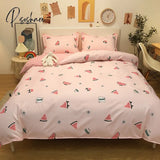 Pisoshare 3/4Pcs Kawaii Strawberry Orange Bedding Set Twin Full Queen King Size Duvet Cover Bed