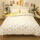 Pisoshare 3/4Pcs Kawaii Strawberry Orange Bedding Set Twin Full Queen King Size Duvet Cover Bed