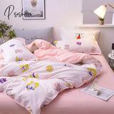 Pisoshare 3/4Pcs/Set Kawaii Cotton Bedding Set For Girl Luxury Soft Duvet Cover Bed King Queen Full