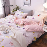 Pisoshare 3/4Pcs/Set Kawaii Cotton Bedding Set For Girl Luxury Soft Duvet Cover Bed King Queen Full