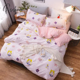 Pisoshare 3/4Pcs/Set Kawaii Cotton Bedding Set For Girl Luxury Soft Duvet Cover Bed King Queen Full